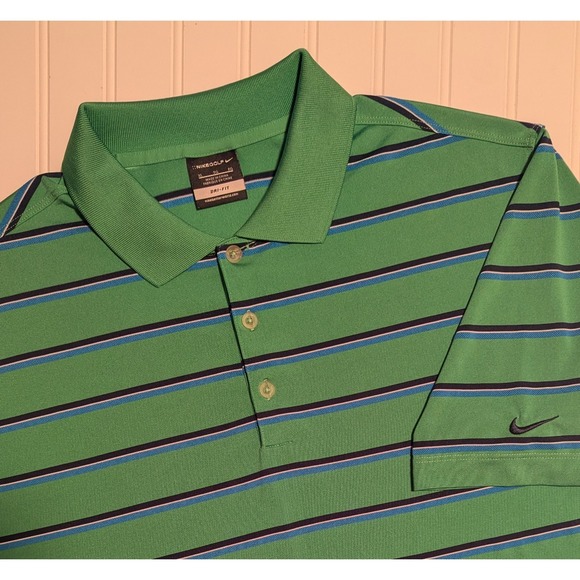 Nike Other - Nike Golf Dri-Fit Men's XL Green Blue Stripe Short Sleeve Polo VERY NICE!